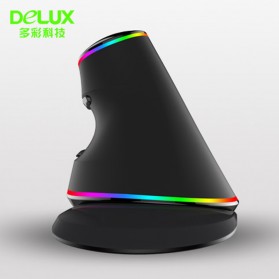 Delux M618 RGB Vertical Wired Optical Ergonomic Mouse 4000 DPI - Black - 2