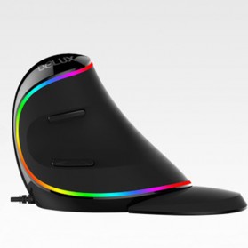 Delux M618 RGB Vertical Wired Optical Ergonomic Mouse 4000 DPI - Black - 3