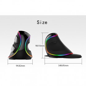 Delux M618 RGB Vertical Wired Optical Ergonomic Mouse 4000 DPI - Black - 4