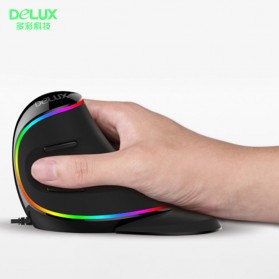 Delux M618 RGB Vertical Wired Optical Ergonomic Mouse 4000 DPI - Black - 5