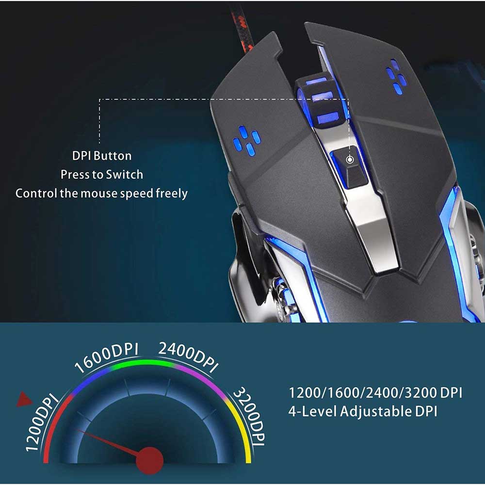 KOMOZ 1906 Mouse Gaming Kabel 6 Tombol K85 Black