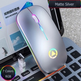YINDIAO Super Slim Silent Optical Wireless Mouse USB Rechargeable 2.4 GHz - A2 - Silver