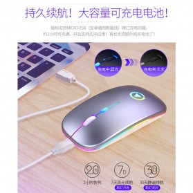 YINDIAO Super Slim Silent Optical Wireless Mouse USB Rechargeable 2.4GHz - A2 - Silver - 8