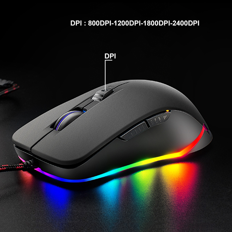 Free Wolf Mouse Gaming USB 2400 DPI dengan LED RGB - V6 
