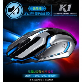 Leopard Mouse Gaming LED RGB 1600 DPI - K1 - Black - 1