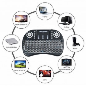 Taffware Air Mouse Wireless Mini Keyboard RGB 2.4GHz Dengan Touch Pad - I8 - Black