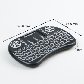 Taffware Air Mouse Wireless Mini Keyboard RGB 2.4GHz Dengan Touch Pad - I8 - Black - 9