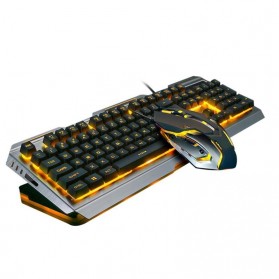 Jual Aksesoris Laptop dan Komputer - ALLOYSEED Combo Wired Keyboard Gaming RGB LED with Mouse - V1 - Black Gold