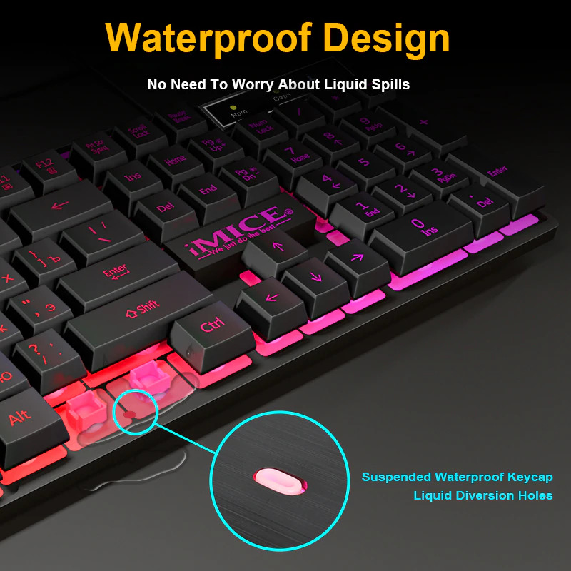 iMice Gaming Keyboard Mouse Combo Rainbow Backlit RGB AN