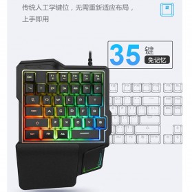 LIMEIDE Single Hand Gaming Keyboard RGB 35 Keys - GK103 - Black - 2