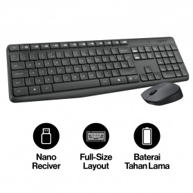 Logitech Comfort Wireless Keyboard Extended Battery - MK345 - Black