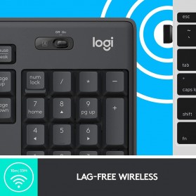Logitech Silent Wireless Keyboard with Mouse Combo - MK295 - Black - 6