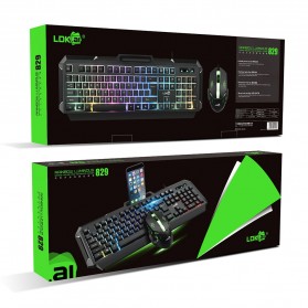 LDKAI Gaming Keyboard LED with Mouse - 829 - Black - 12