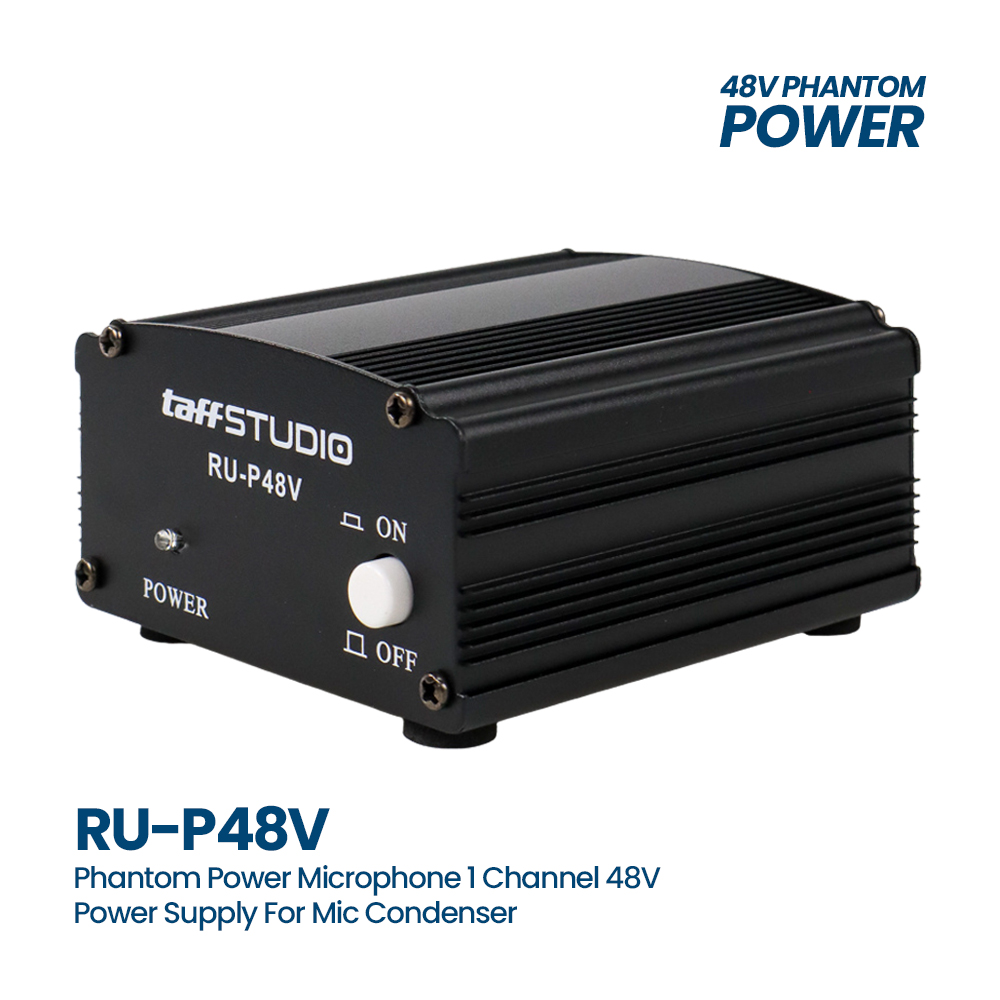 TaffSTUDIO Phantom Power Microphone 1 Channel 48V Supply for Condenser Microphone RUP48V