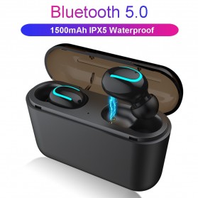 HESTIA TWS Sport True Wireless Bluetooth 5.0 Earphone with Charging Dock - HBQ-Q32 - Black - 1