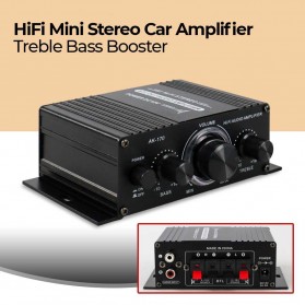 ANENG HiFi Mini Stereo Car Amplifier Treble Bass Booster - AK-170 - Black