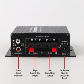 ANENG HiFi Mini Stereo Car Amplifier Treble Bass Booster - AK-170 - Black - 3