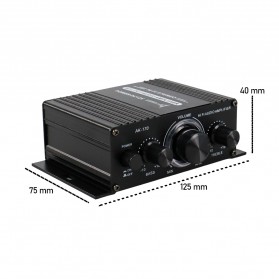 ANENG HiFi Mini Stereo Car Amplifier Treble Bass Booster - AK-170 - Black - 6