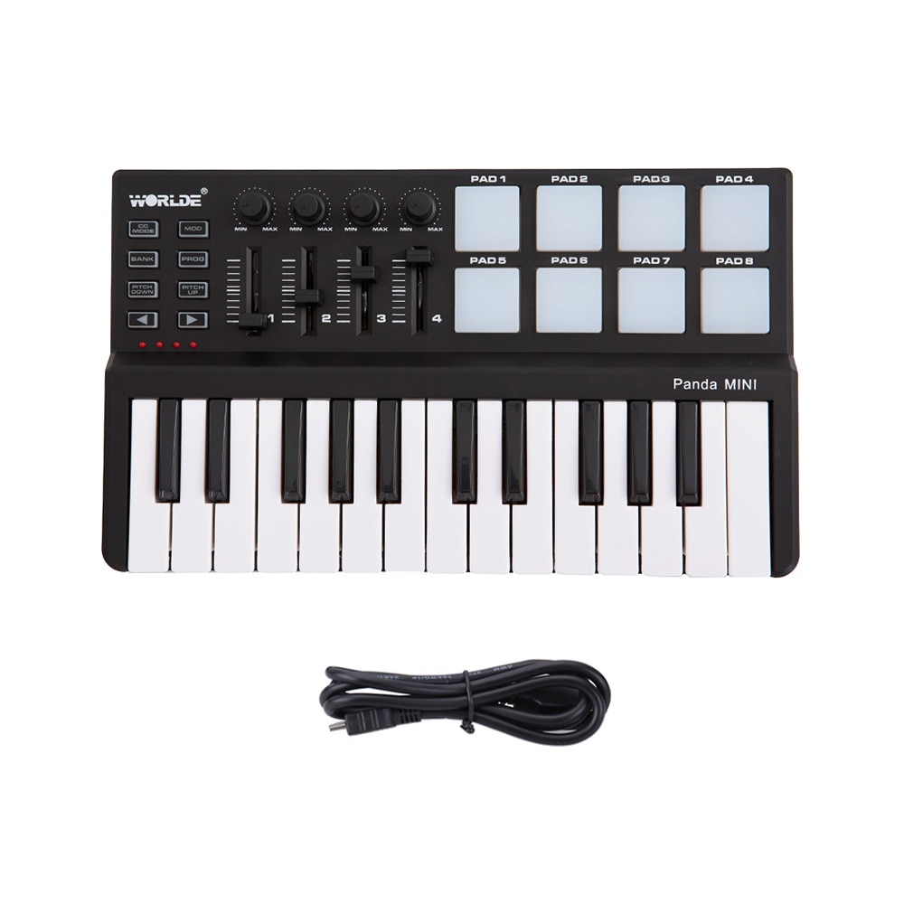 WORLDE Piano Digital 25 Key + DRUM Pad Midi Controller Professional