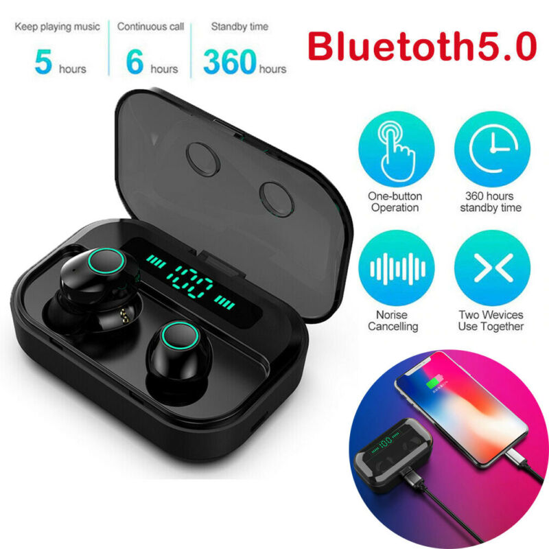 Robotsky TWS Sport Earphone True Wireless Bluetooth 5.0 with Powerbank  Charging Dock 3600mAh - M7 - Black - JakartaNotebook.com