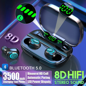 Robotsky TWS Sport Earphone True Wireless Bluetooth 5.0 with Powerbank Charging Dock 3500mAh - S11 - Black