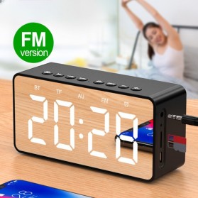 Bluetooth Speaker Aktif Komputer / Laptop - AEC Jam Alarm Clock with Bluetooth Speaker TF AUX FM Radio - BT506F - Black