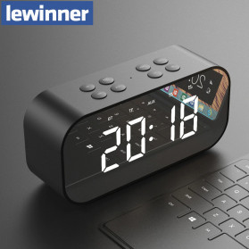 Bluetooth Speaker Aktif Komputer / Laptop - AEC Jam Alarm Clock with Bluetooth Speaker TF AUX - BT501 - Black