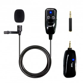 XIAOKOA UHF Wireless Lavalier Lapel Microphone System Podcast Live Interview - N81-UHF - Black