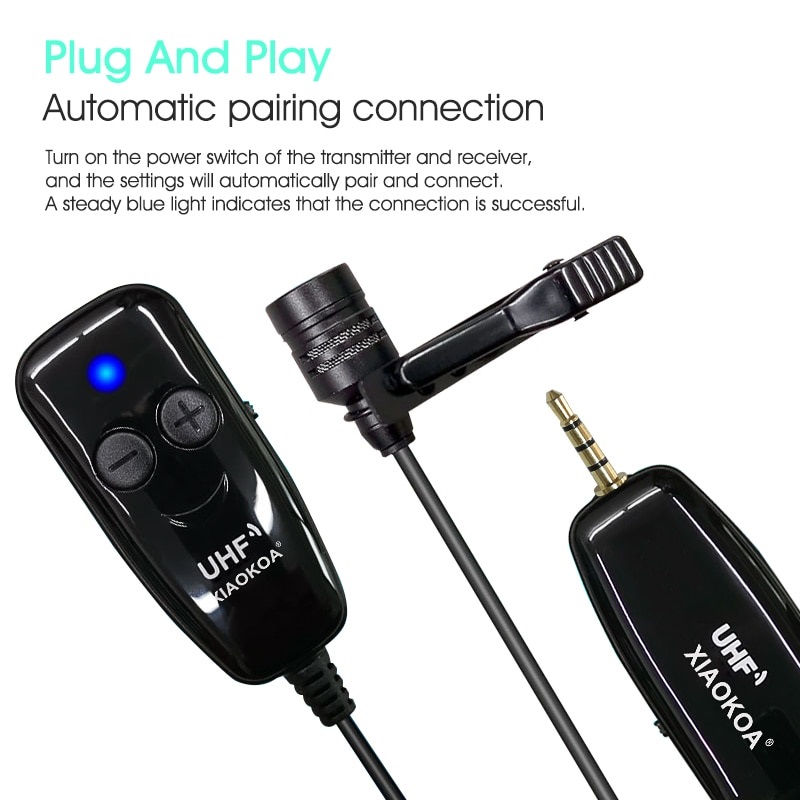 XIAOKOA UHF Wireless Lavalier Lapel 