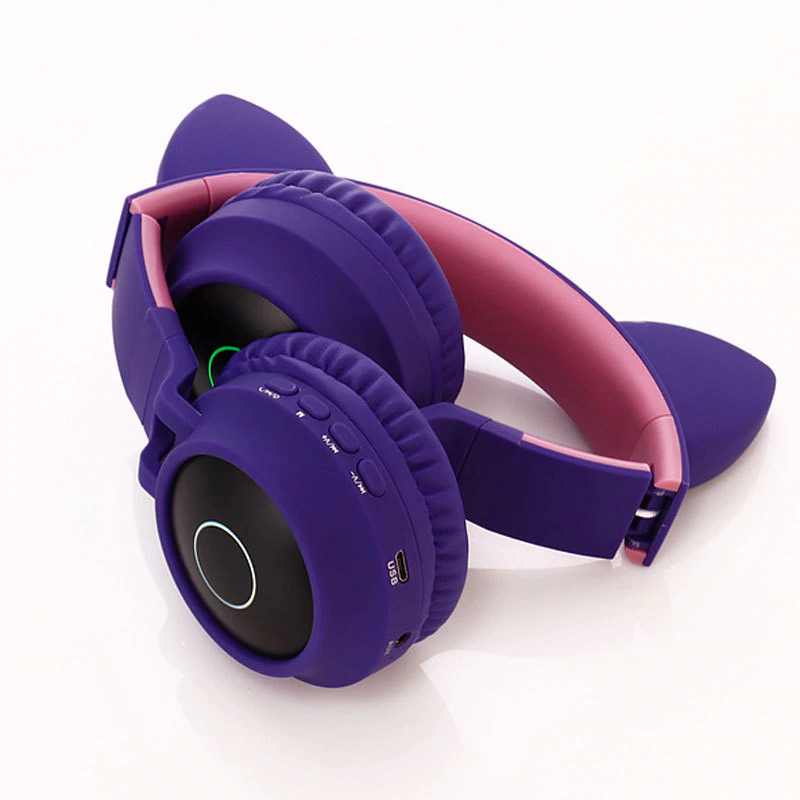 GTIPPOR Cute Cat Ear Wireless Headphone Headset Bluetooth 5.0 RGB LED with  Mic - BT028C - Pink - JakartaNotebook.com