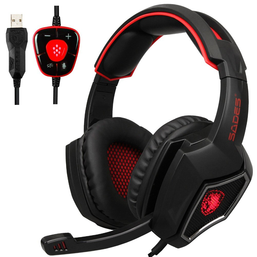 Sades Spirit Wolf Gaming Headphone Headset LED Virtual 7.1