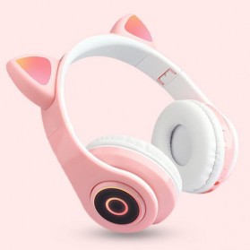 RLoop Bluetooth Headset Headphone Telinga Kucing Cute Cat Ear - CXT-B39 - Pink