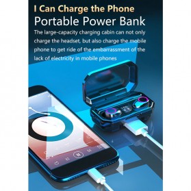 QJ Earphone TWS Bluetooth 5.0 + Charging Case Flashlight 3500mAh - M12 - Black - 8