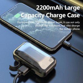 H & A Earphone TWS Bluetooth 5.0 + Charging Case 2200mAh - BTH-F9-5 - Black - 4