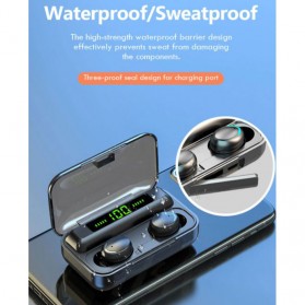 H & A Earphone TWS Bluetooth 5.0 + Charging Case 2200mAh - BTH-F9-5 - Black - 7