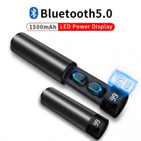UKKUER Earphone TWS Bluetooth 5.0 + Charging Case 1500mAh - F15 - Black