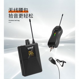 XTUGA UHF Mikrofon Nirkabel Lavalier Wireless Lapel Microphone System Podcast Live - AD-220 - Black