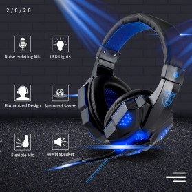 SOYTO Gaming Headphone Headset Super Bass LED with Mic - SY830MV - Blue - 2