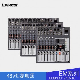 LAKEISI Professional Live Audio Mixer DSP Karaoke DJ 8 Channel - EMI20FX - Black