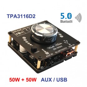 Wuzhi Audio Bluetooth 5.0 Amplifier 2.0 Channel Amp Receiver 2x50W TPA3116D2 - 502H - Black