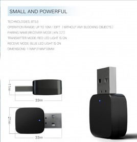 ROCKETEK USB Dongle Bluetooth 5.0 Transmitter Receiver Audio Adapter - KN321 - Black - 11