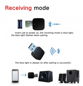 ROCKETEK USB Dongle Bluetooth 5.0 Transmitter Receiver Audio Adapter - KN321 - Black - 5