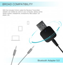 ROCKETEK USB Dongle Bluetooth 5.0 Transmitter Receiver Audio Adapter - KN321 - Black - 7