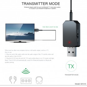 ESSAGER USB Dongle Bluetooth 5.0 Transmitter Receiver Audio Adapter - KN330 - Black - 6