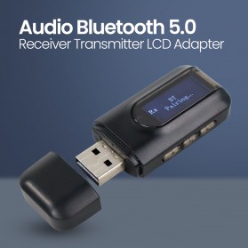 OLLIVAN USB Audio Bluetooth 5.0 Receiver Transmitter LCD Display Adapter - T11 - Black