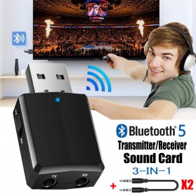 GOOJODOQ USB Dongle Bluetooth 5.0 Transmitter Receiver Audio Adapter - ZF-169 Plus - Black