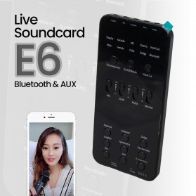 DOCOOLER Audio USB External Soundcard Bluetooth Smartphone Live Broadcast Audio - E6 - Black