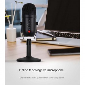 JIANSU Microphone Condenser USB Mikrofon Studio with Stand - YJ71 - Black - 7