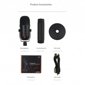 JIANSU Microphone Condenser USB Mikrofon Studio with Stand - YJ71 - Black - 9