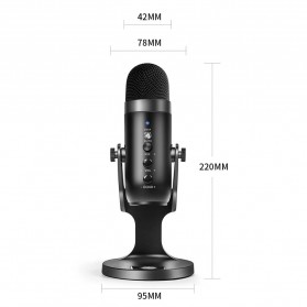 ICREATIVE Microphone Condenser USB Mikrofon Kondensor Studio with Stand - JD-900 - Black - 6